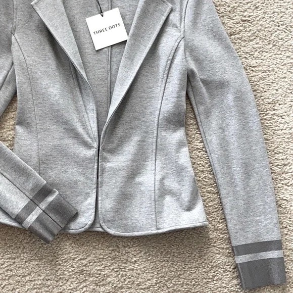 Three Dots Grey Blazer Jacket - Picture 3 of 6
